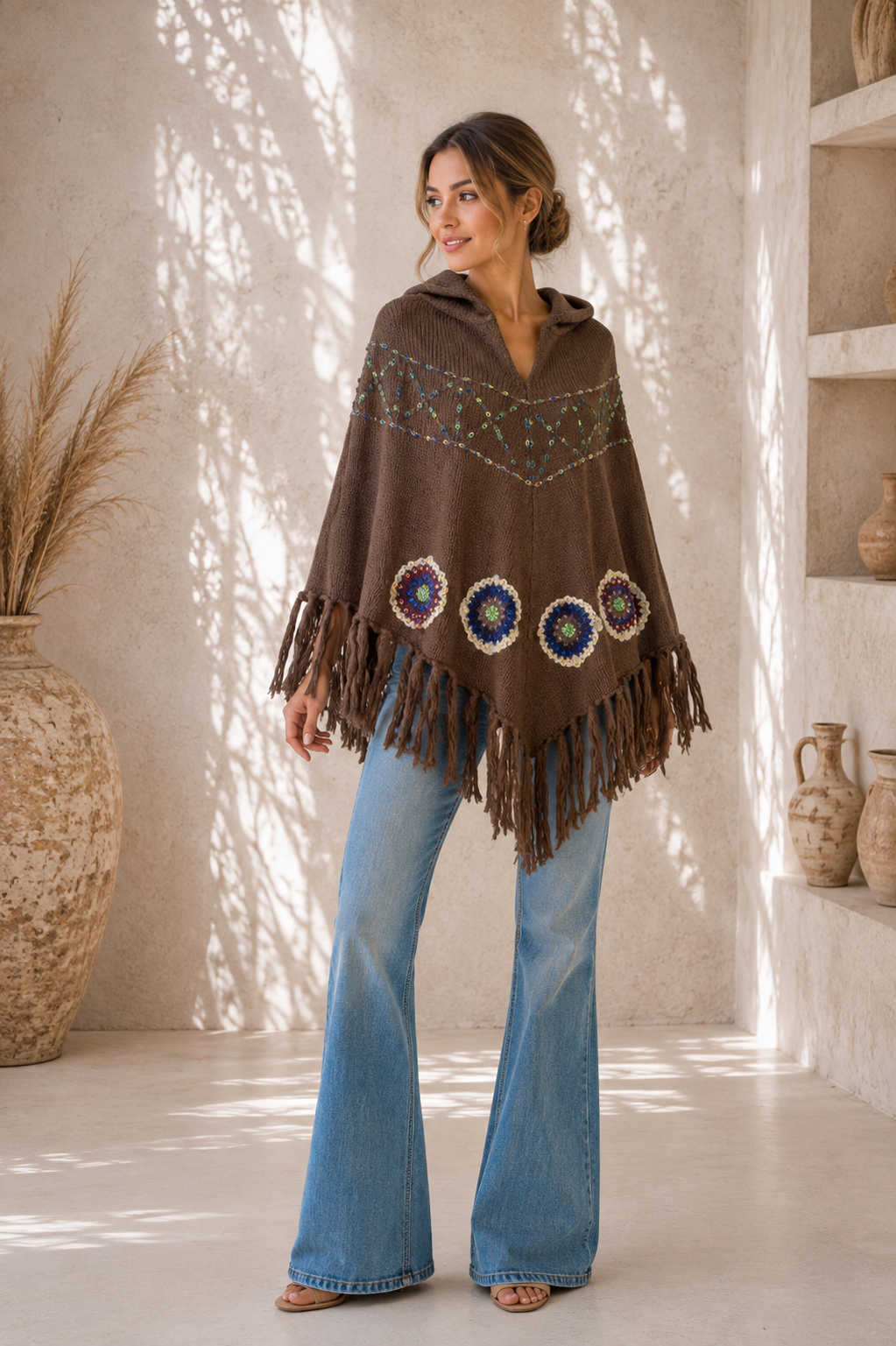 Desert Moon Poncho Brown
