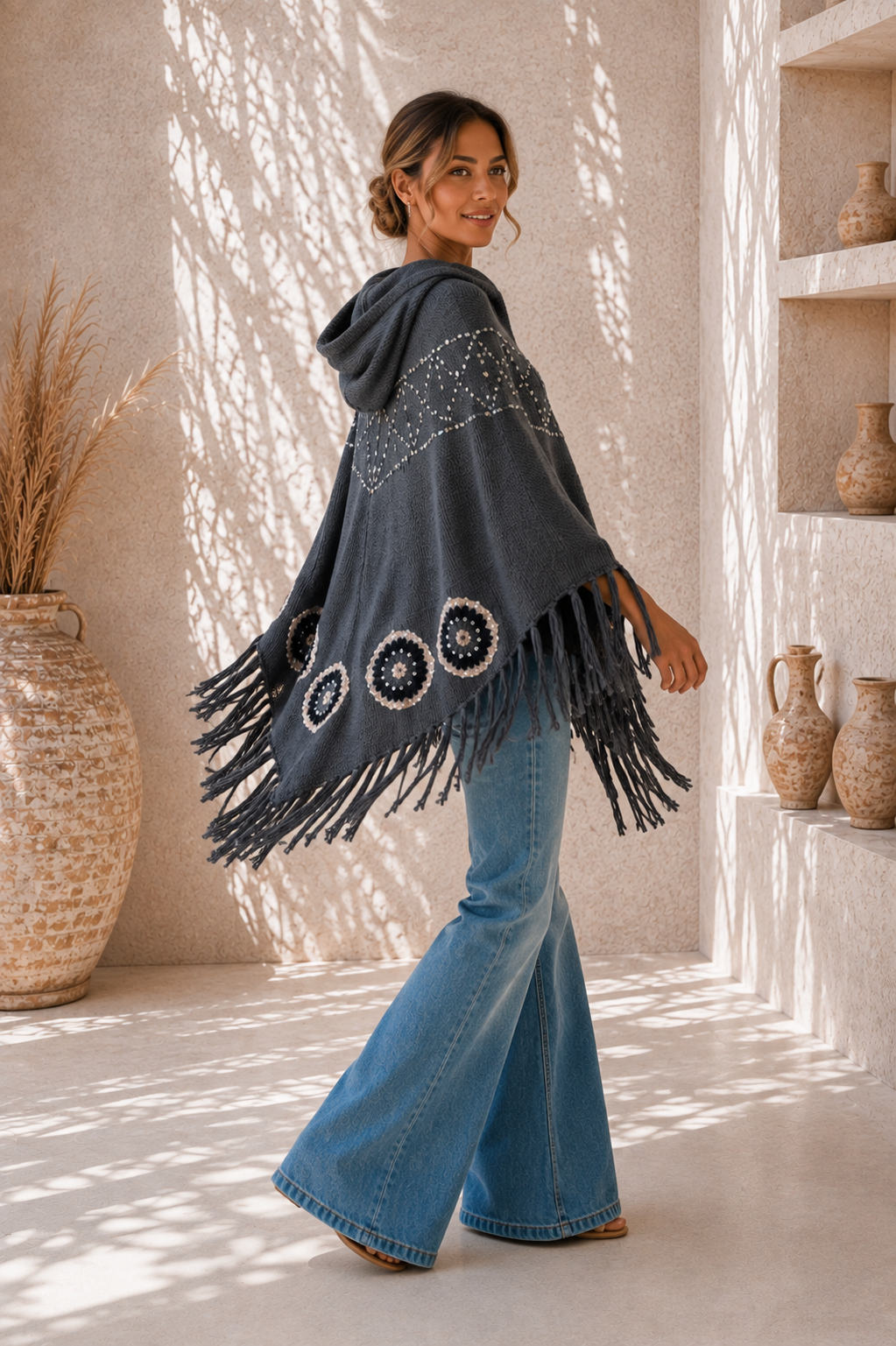 Desert Moon Poncho Grau