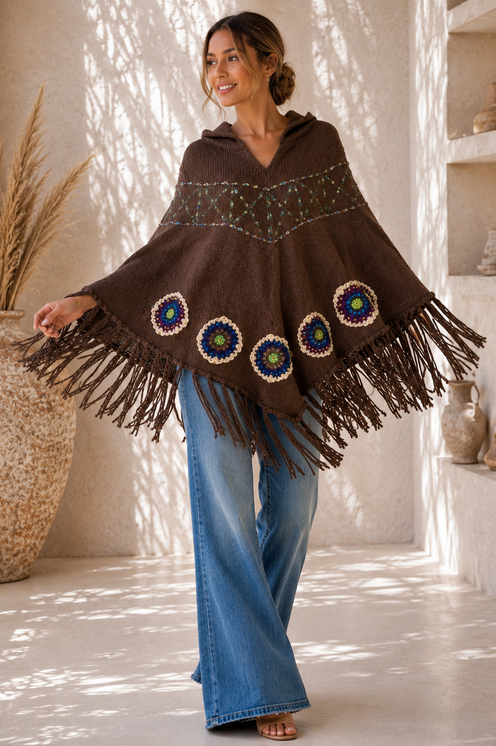 Desert Moon Poncho Brown